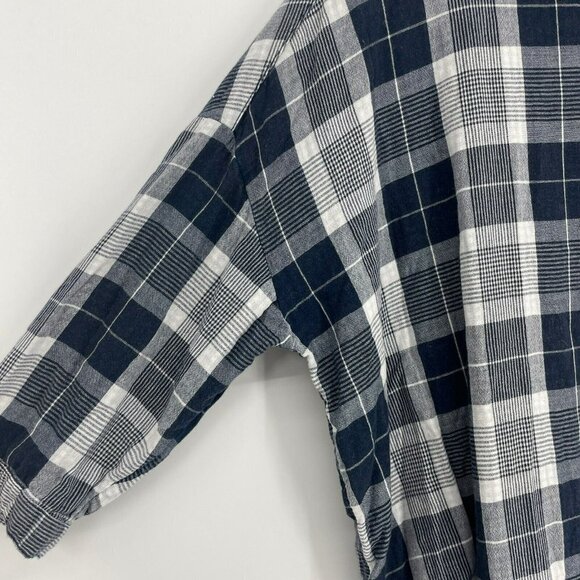 Anthropologie Pilcro Blouse Women's XS Black Plaid 3/4 Sleeves Rounded Hem Tunic - Picture 8 of 11